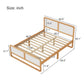 Modern Style Queen Size Solid Wood Platform Bed for Kids, Teens, Adults, No Need Box Spring, Walnut and White