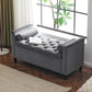 Storage Bench, 44.5-Inch Queen Velvet Button Bedside Bench, Entryway Living Room with Armrests, Nailhead Trim Gray