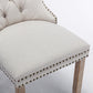 High-end Tufted Solid Wood Contemporary Flax Upholstered Dining Chair with Wood Legs Nailhead Trim 2-Pcs Set Gray