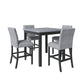 TOPMAX 5-Piece Cabinet Dining Table Set, Wooden Square Table with 4 Soft Cushioned High Back Chairs, Black