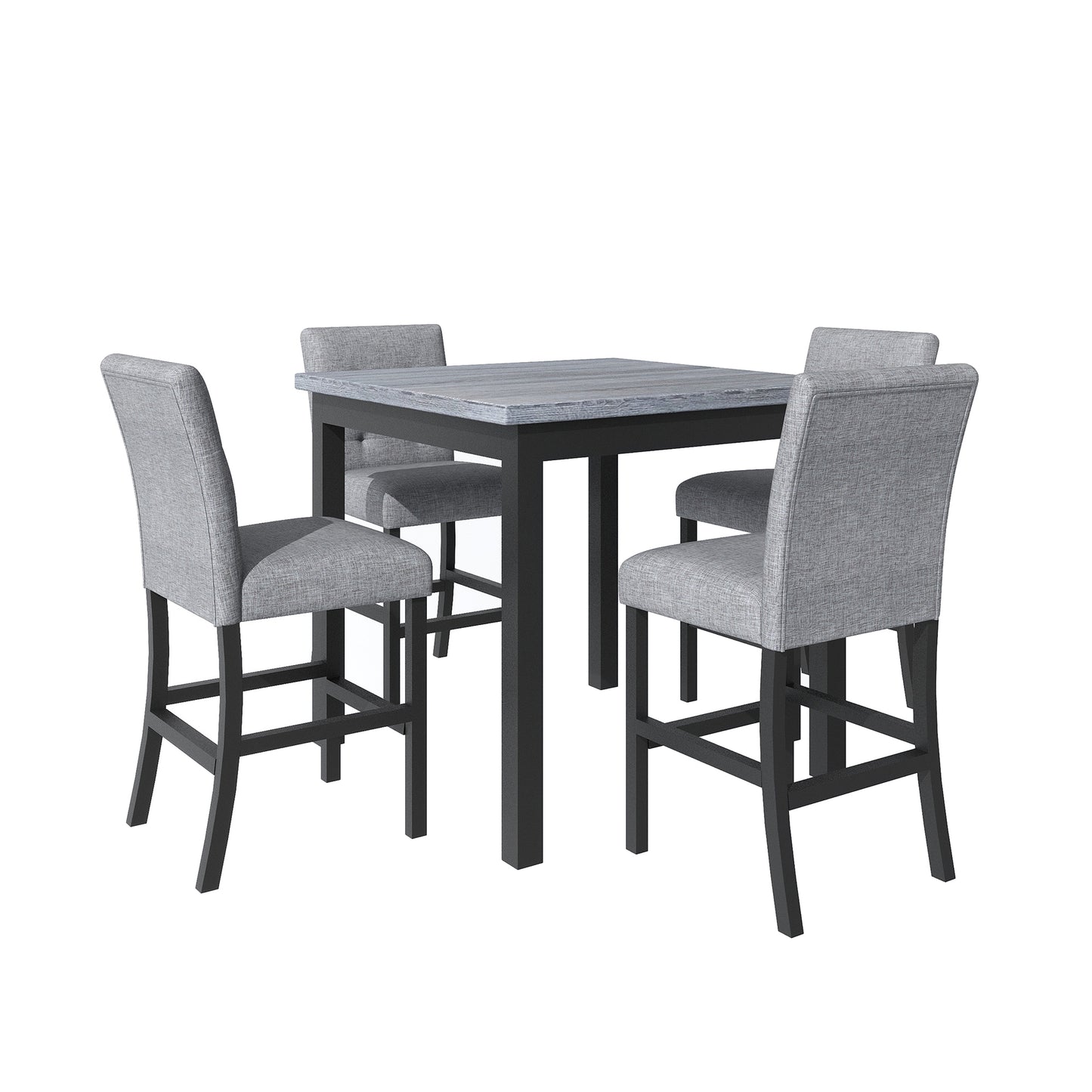 TOPMAX 5-Piece Cabinet Dining Table Set, Wooden Square Table with 4 Soft Cushioned High Back Chairs, Black