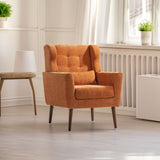 Modern Accent Chair Upholstered Foam Filled Living Room Chairs Comfy Reading Chair Mid Century Modern Chair (Orange)