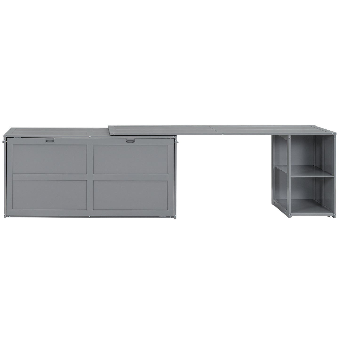 Queen Size Murphy Bed with Rotable Desk  Gray