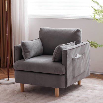 Modern Fabric Decorative Chair Armchair Upholstered Reading Chair Single Sofa Casual Club Chair