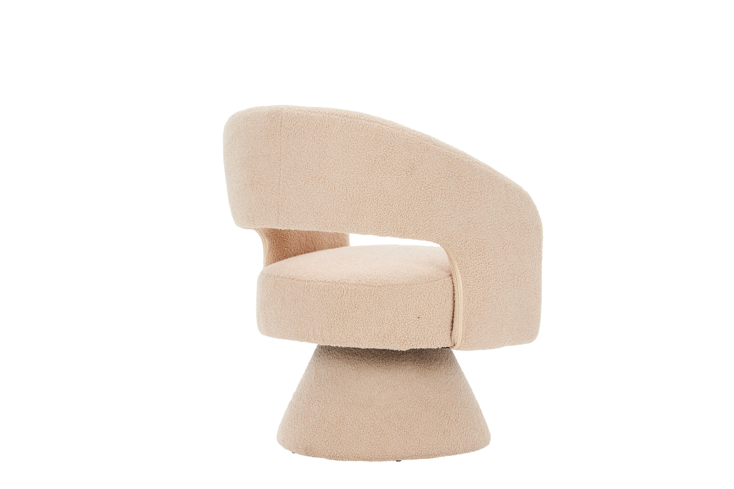 Swivel Accent Chair Armchair  Round Barrel Chair in Fabric for Living Room Bedroom Nude Teddy