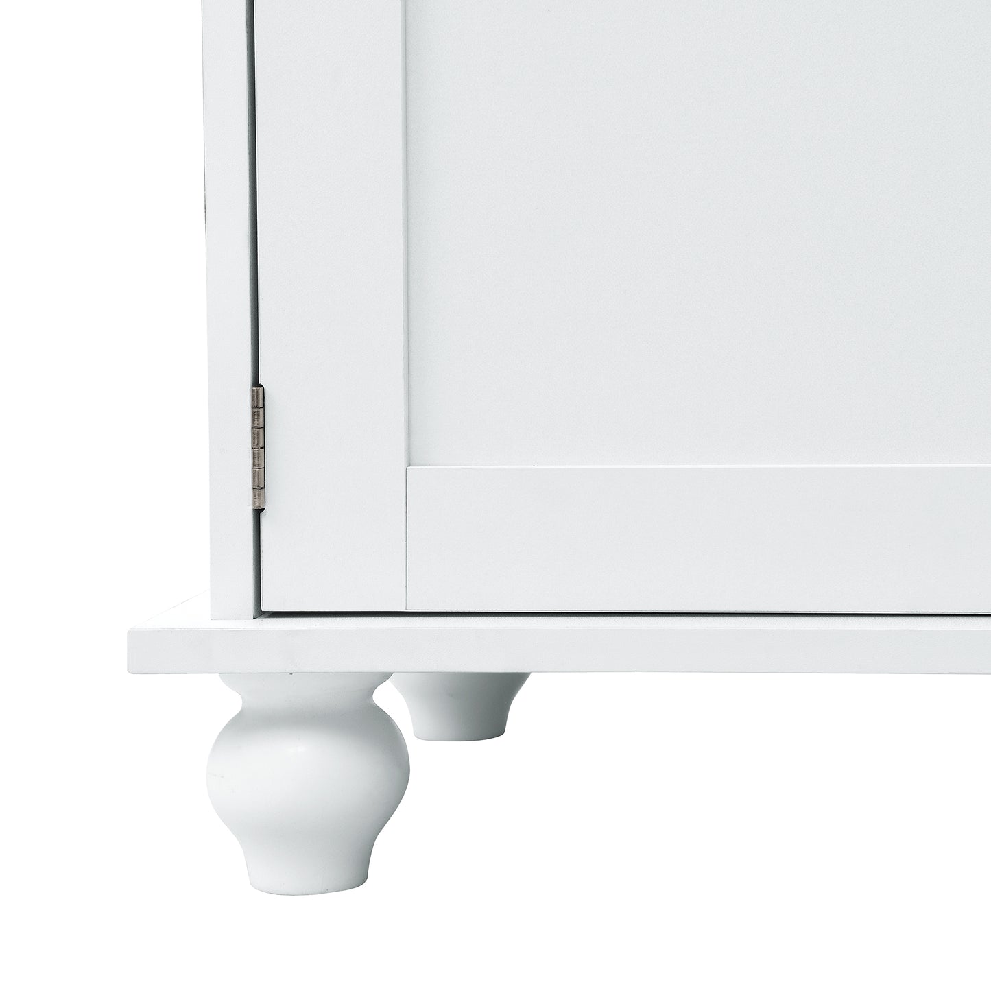 ON-TREND Modern Hall Tree with Storage Cabinet, 2 Large Drawers, and 5 Coat Hooks, White