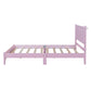 Full Size Wood Platform Bed Frame, Retro Style Bed with Rectangular Headboard,No Need Box Spring,Pink