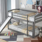 Twin over Twin Bunk Bed with Convertible Slide and Ladder Gray