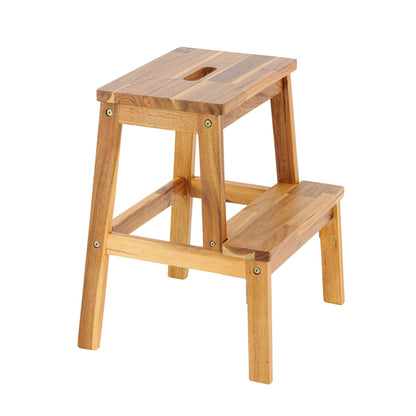 Acacia Wood Two-Step Stool, Small Rectangle Design for Functional Use