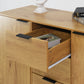 Side Panel Buffet Cabinet with 3 Drawers and 2 Doors, Natural Wood Finish for Kitchens and Dining Rooms