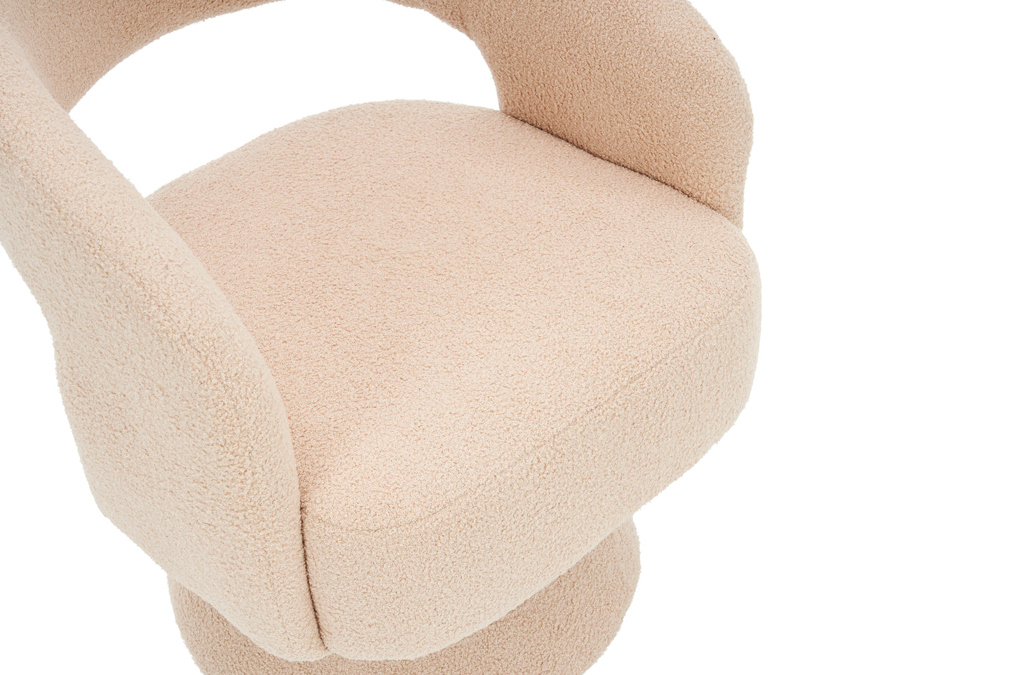 Swivel Accent Chair Armchair  Round Barrel Chair in Fabric for Living Room Bedroom Nude Teddy