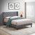 Velvet Button Tufted-Upholstered Bed with Wings Design - Strong Wood Slat Support - Easy Assembly - Gray Queen platform bed