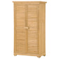 Wooden Garden Shed 3-tier Patio Storage Cabinet Outdoor Organizer Wooden Lockers with  Wood (Natural Wood Color -Shutter Design)