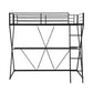 Twin Size Loft Bed with Desk Ladder and Full-Length Guardrails  X-Shaped Frame Black