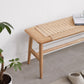 Woven Design Natural Oak Wood Dining Bench, Perfect for Dining Rooms, Bedrooms, and Bathrooms