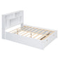 Full Size Platform Bed with Storage Headboard and 2 Drawers, White