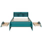 Wood Full Size Platform Bed with 2 Drawers, Storage Headboard and Footboard, Dark Green