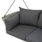 2-Person Hanging Seat, Rattan Woven Swing Chair, Porch Swing With Ropes, Gray Wicker And Cushion