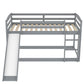 Twin over Twin Bunk Bed with Convertible Slide and Ladder Gray