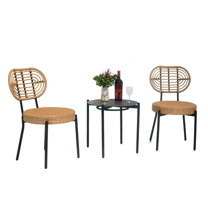 3 Pieces Of Luxury Outdoor Wicker Furniture - Patio Bistro Style Table And Chair Combination