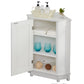 White Bathroom Cabinet Triangle Corner Storage Cabinet with Adjustable Shelf Modern Style MDF Board