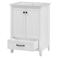 24" Bathroom Vanity with Sink, Solid Wood and MDF Cabinet with One Drawer and Doors, White Finish