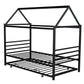 Twin Size Metal House Shape Platform Bed with Trundle Black