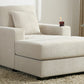 39.7" Oversized Chaise Lounger with Pillows, Charge Station, and Cup Holders, Chenille Fabric in Cream