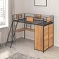 Twin Size Loft bed with L-shape Desk and Wardrobe, Black