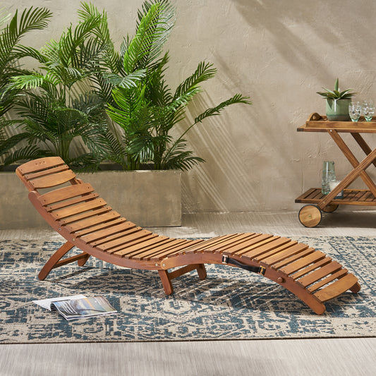 Lahaina Wood Foldable Chaise Lounge, Perfect for Outdoor Relaxation