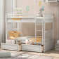 Twin over Twin Bunk Bed with Drawers  Convertible Beds  White