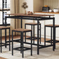 TREXM 5-piece compact bar table with table and stool - modern industrial design (dark brown)