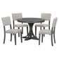 TREXM Five-Piece Retro Round Dining Table Set with Curved Brackets and 4 Cushioned Chairs, Dark Gray