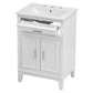 24" Bathroom Vanity with Sink, Solid Wood and MDF Cabinet with One Flip Drawer and Doors, White