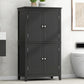 Bathroom floor storage cabinet, bathroom storage cabinet, 4-door independent cabinet, adjustable shelf, adaptive shelf, black