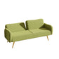 Green Fabric Double Sofa with Split Backrest and Two Throw Pillows