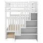 Full over Full Bunk Bed with Two Drawers and Storage White