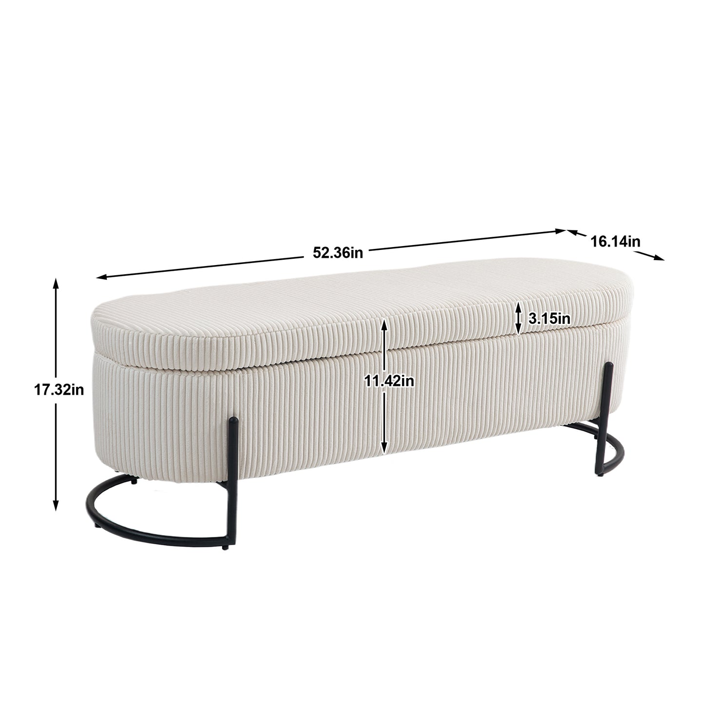 COOLMOR storage Ottoman chair with safety hinge and soft cushion fabric storage Ottoman stool (beige)