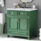 30" Uncovered Bathroom Vanity with Soft-Closed Door, Solid Wood Frame Storage Cabinet, Green Finish