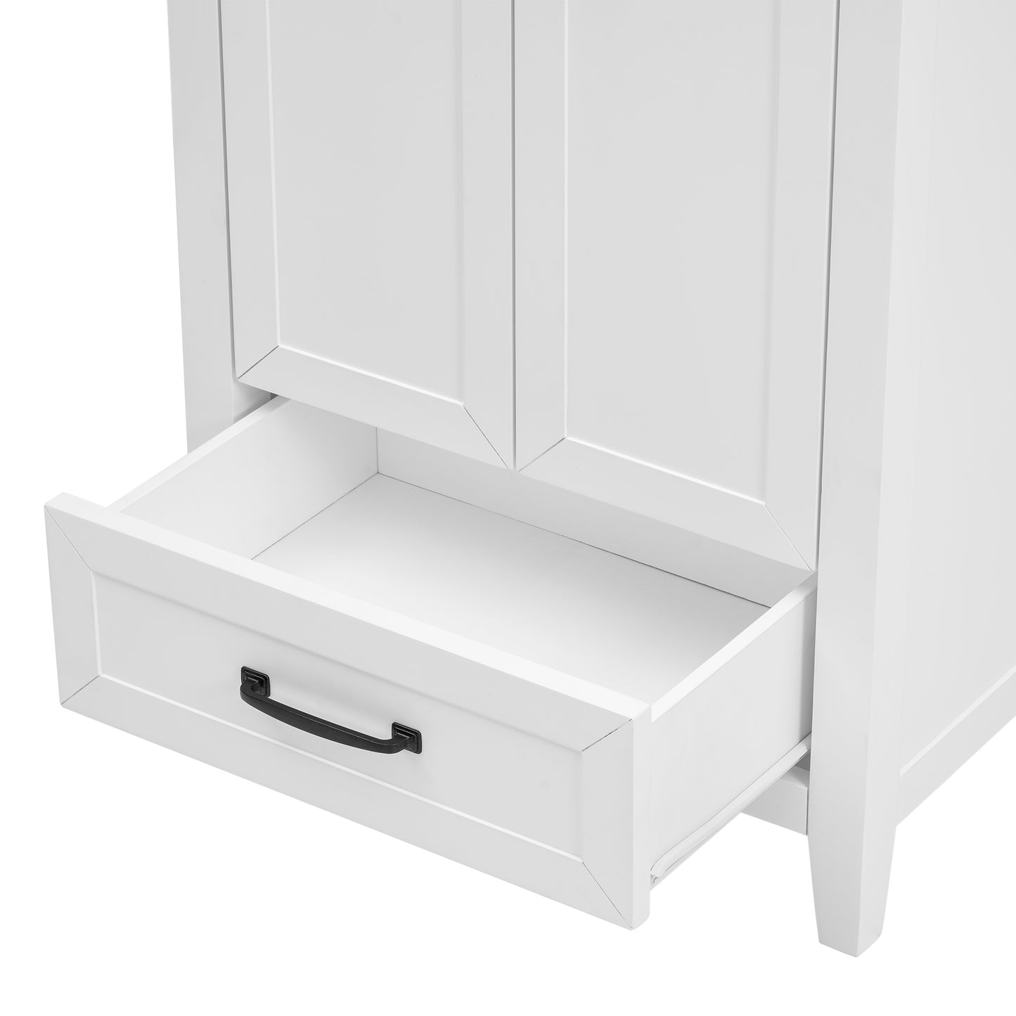 24" Bathroom Vanity with Sink, Solid Wood and MDF Cabinet with One Drawer and Doors, White Finish