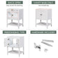 Bathroom Vanity Base Only, Soild Wood Frame, Bathroom Storage Cabinet with Doors and Open Shelf, White