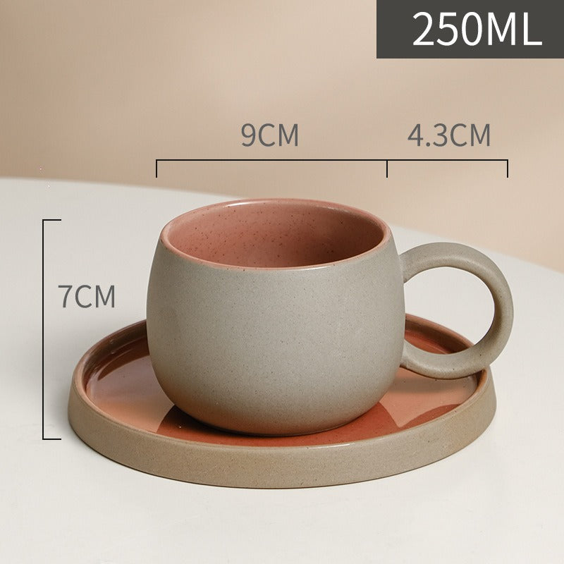 Coffee mug set ceramic retro stoneware Japanese mug and saucer combination