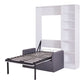 Cama plegable tamaño twin con sofá y estantes, color blanco