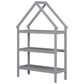 Twin House-Shaped Floor Bed with 2 Detachable Stands Grey