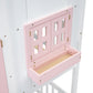 Twin over Twin House Bunk Bed with Roof , Window, Window Box, Door , with Safety Guardrails and Ladder, Pink/White