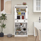 Kitchen Pantry Storage Cabinet with 4 Doors(2Doors with Racks)1 Drawer 2 Adjustable Shelves Freestanding Cupboard