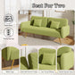 Green Fabric Double Sofa with Split Backrest and Two Throw Pillows