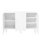 ON-TRANS Cream Shoe Cabinet with 5 Adjustable Solid Wood Legs, Large Storage with Wave Doors, White