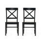 Roshan Farmhouse Acacia Wood Dining Chairs, Set of 2 in Black