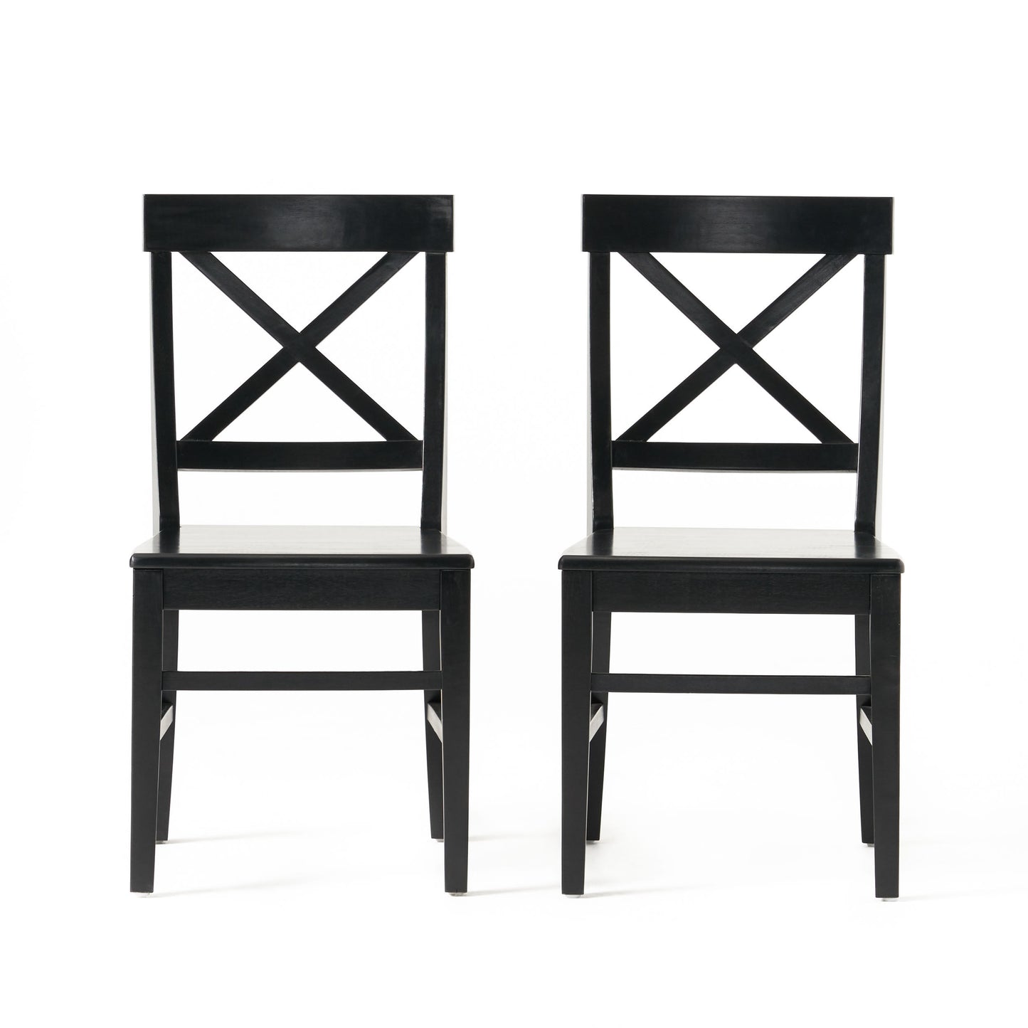 Roshan Farmhouse Acacia Wood Dining Chairs, Set of 2 in Black